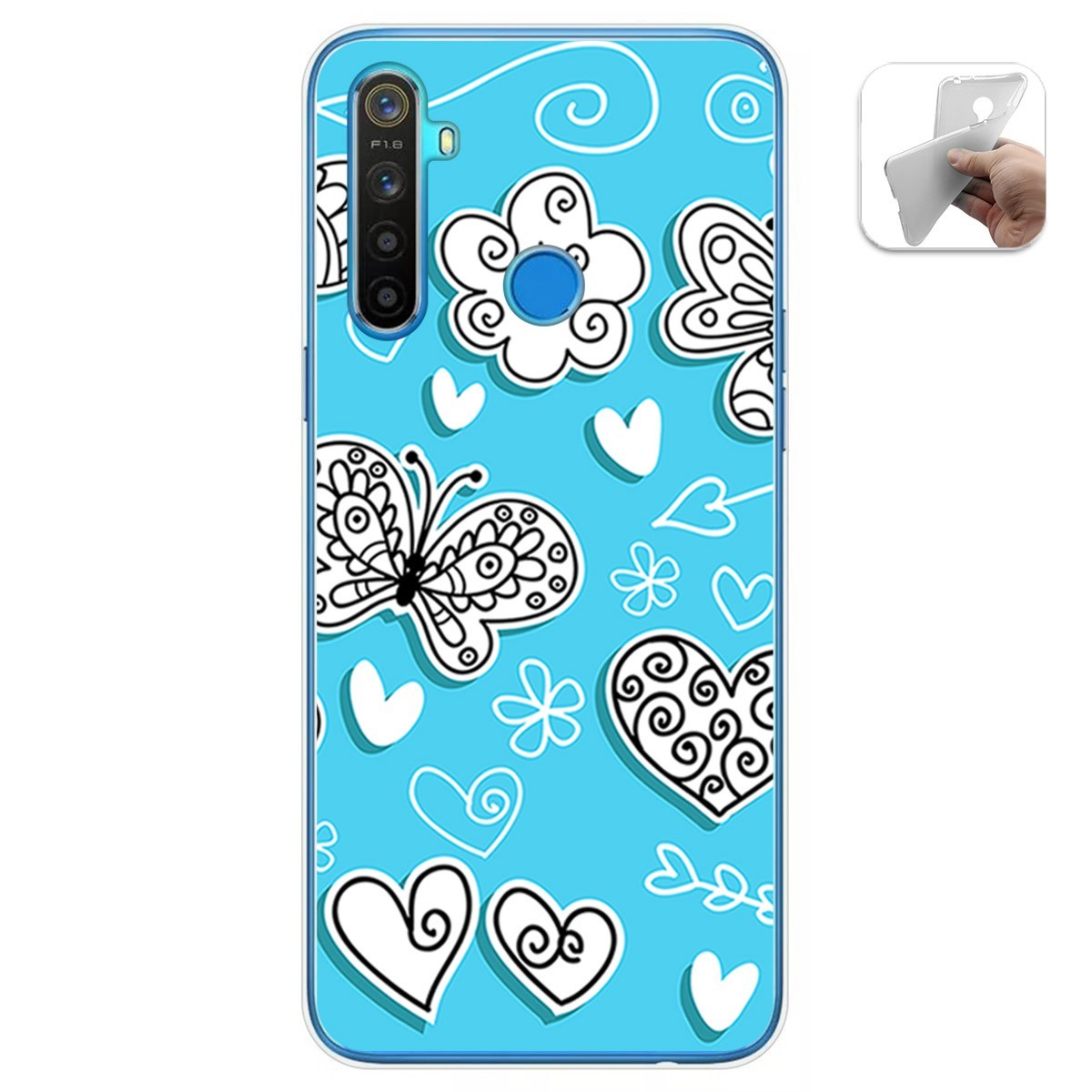 Funda Gel Tpu para Realme 5 / 5s / 5i / 6i diseño Mariposas Dibujos