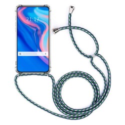 Funda Colgante Transparente para Huawei P Smart Z con Cordon Verde-Dorado