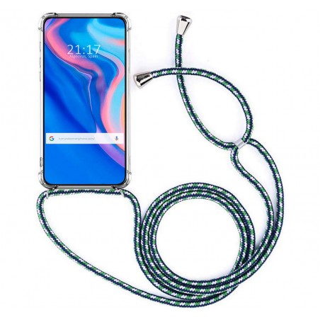 Funda Colgante Transparente para Huawei P Smart Z con Cordon Verde-Dorado