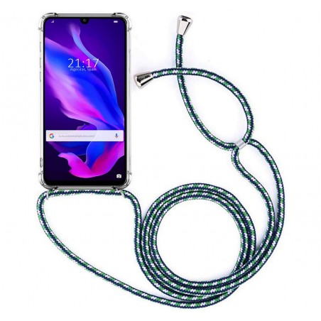 Funda Colgante Transparente para Huawei P30 Lite con Cordon Verde-Blanco