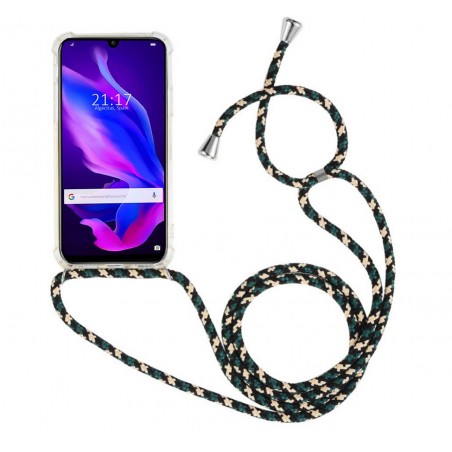 Funda Colgante Transparente para Huawei P30 Lite con Cordon Verde-Dorado