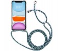 Funda Colgante Transparente para Iphone 11 (6.1) con Cordon Verde-Blanco