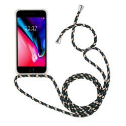 Funda Colgante Transparente para Iphone 7 / 8 con Cordon Verde-Dorado