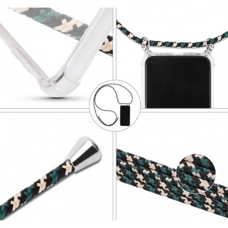 Funda Colgante Transparente para Iphone 7 / 8 con Cordon Verde-Dorado