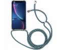 Funda Colgante Transparente para Iphone Xr con Cordon Verde-Blanco