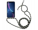 Funda Colgante Transparente para Iphone Xr con Cordon Verde-Dorado