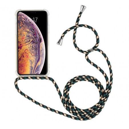 Funda Colgante Transparente para Iphone Xs Max con Cordon Verde-Dorado