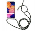Funda Colgante Transparente para Samsung Galaxy A10 con Cordon Verde-Dorado