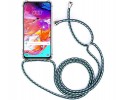 Funda Colgante Transparente para Samsung Galaxy A70 con Cordon Verde-Blanco