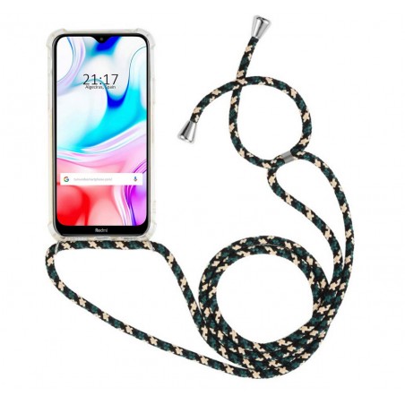 Funda Colgante Transparente para Xiaomi Redmi 8 / 8A con Cordon Verde-Dorado