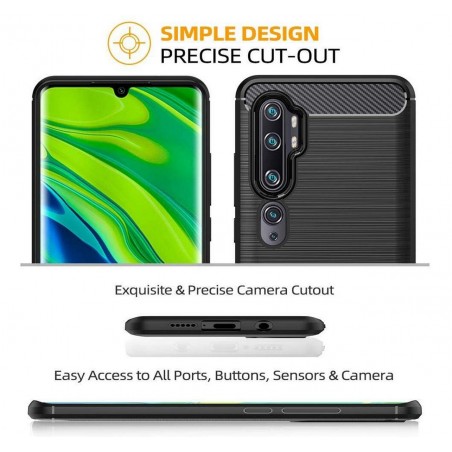 Funda Gel Tpu Tipo Carbon Negra para Xiaomi Mi Note 10