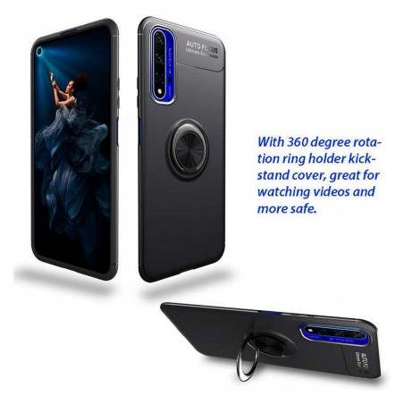 Funda Magnetica Soporte con Anillo Giratorio 360 para Huawei Nova 5T / Honor 20 Azul
