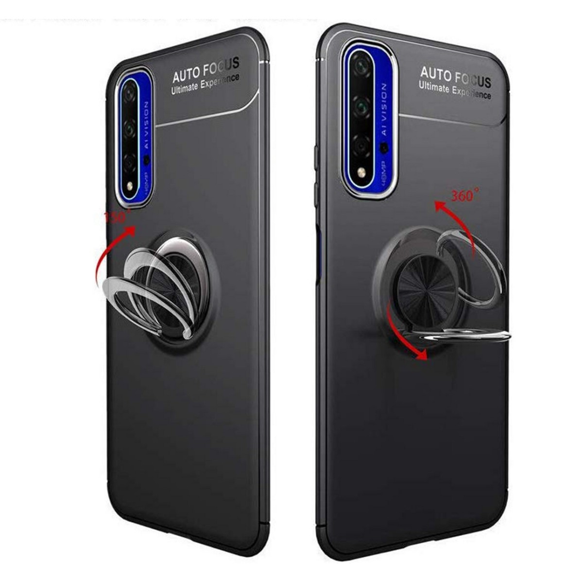 Funda Magnetica Soporte con Anillo Giratorio 360 para Huawei Nova 5T / Honor 20 Negra
