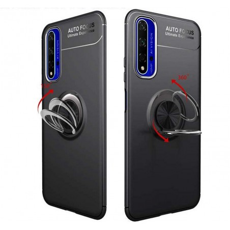 Funda Magnetica Soporte con Anillo Giratorio 360 para Huawei Nova 5T / Honor 20 Negra