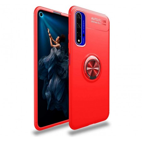 Funda Magnetica Soporte con Anillo Giratorio 360 para Huawei Nova 5T / Honor 20 Roja