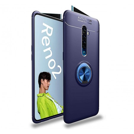 Funda Magnetica Soporte con Anillo Giratorio 360 para Oppo Reno 2 Azul