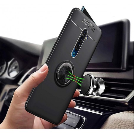 Funda Magnetica Soporte con Anillo Giratorio 360 para Oppo Reno 2 Negra
