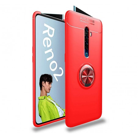 Funda Magnetica Soporte con Anillo Giratorio 360 para Oppo Reno 2 Roja