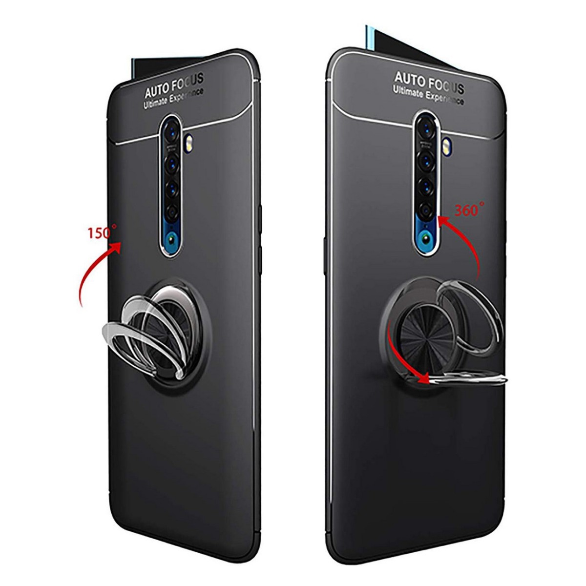 Funda Magnetica Soporte con Anillo Giratorio 360 para Oppo Reno 2 Roja