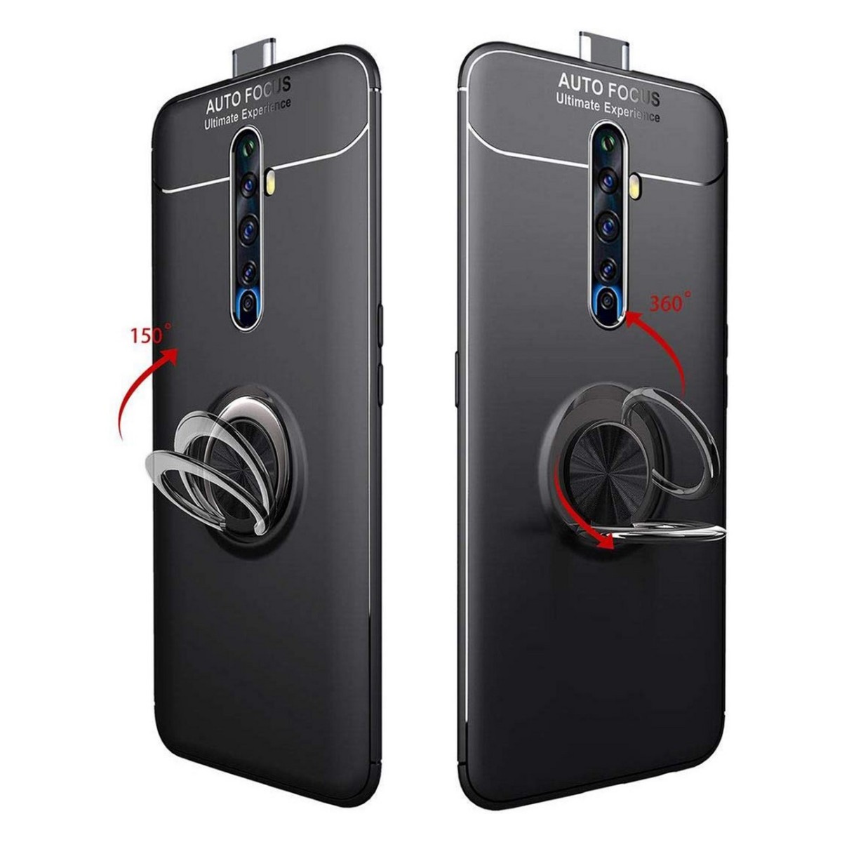 Funda Magnetica Soporte con Anillo Giratorio 360 para Oppo Reno 2Z Negra