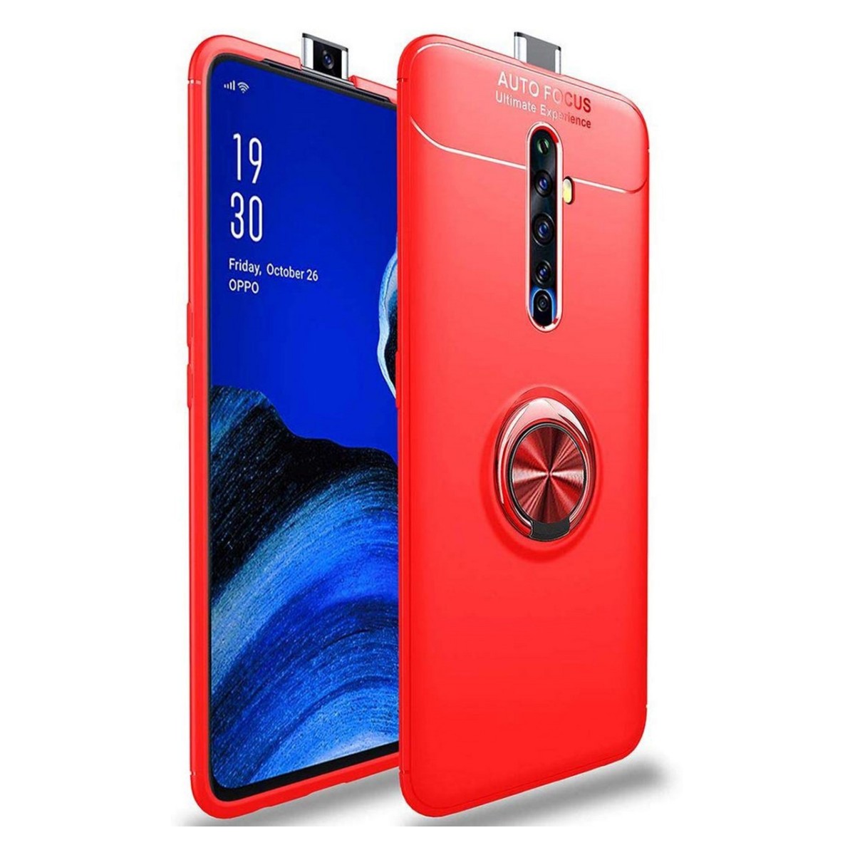 Funda Magnetica Soporte con Anillo Giratorio 360 para Oppo Reno 2Z Roja