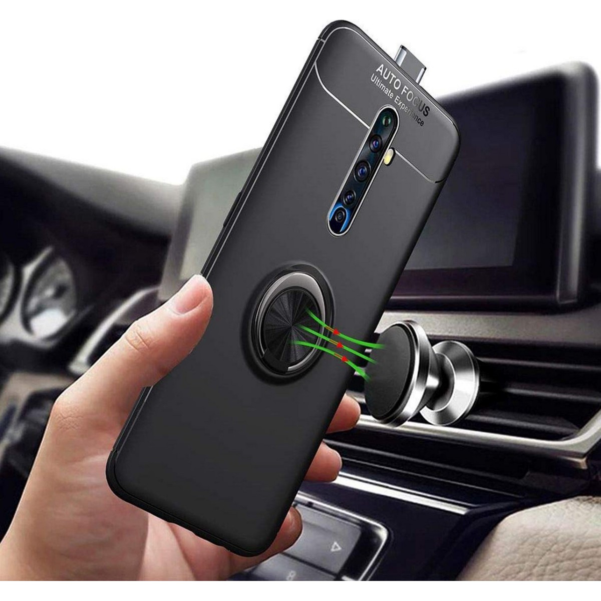 Funda Magnetica Soporte con Anillo Giratorio 360 para Oppo Reno 2Z Roja