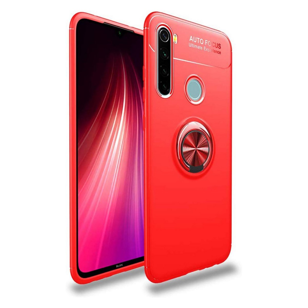 Funda Magnetica Soporte con Anillo Giratorio 360 para Xiaomi Redmi Note 8T Roja