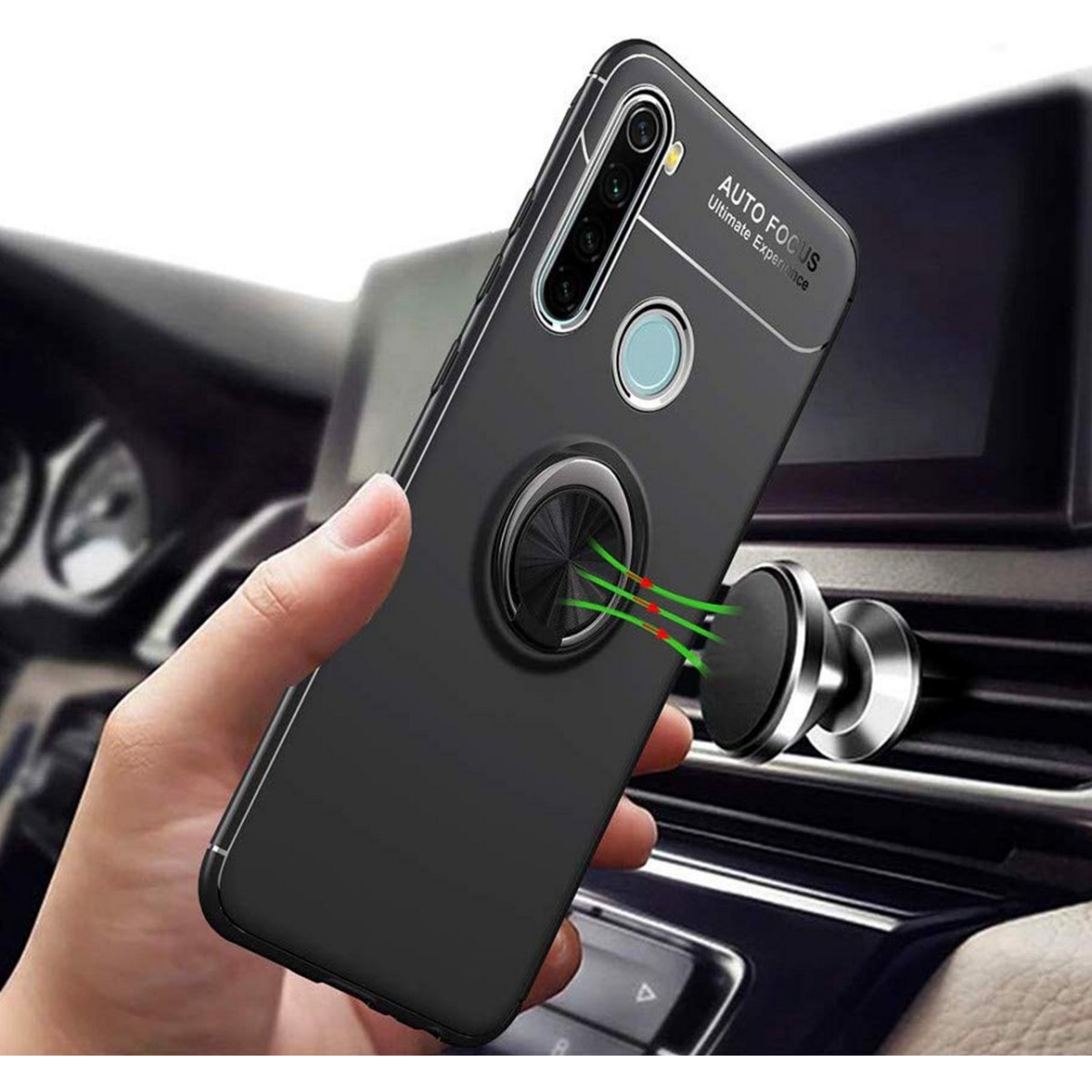 Funda Magnetica Soporte con Anillo Giratorio 360 para Xiaomi Redmi Note 8T Roja