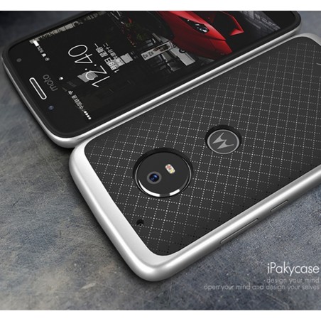 Funda Tipo Neo Hybrid (Pc+Tpu) Negra / Plata para Lenovo Moto G5 Plus
