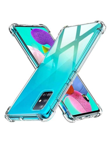 LeathLux Funda Compatible con Samsung Galaxy A51 Transparente TPU Silicona Funda y Cristal Vidrio Templado Compatible con Samsung Galaxy A51 6.5 Pulgada 3 Pack Protector de Pantalla