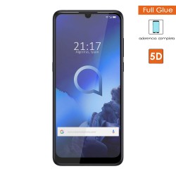 Protector Cristal Templado Completo 5D Full Glue Negro para Alcatel 3X 2020 Vidrio 2