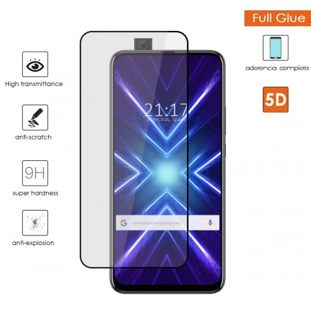 Protector Cristal Templado Completo 5D Full Glue Negro para Huawei Honor 9X Vidrio