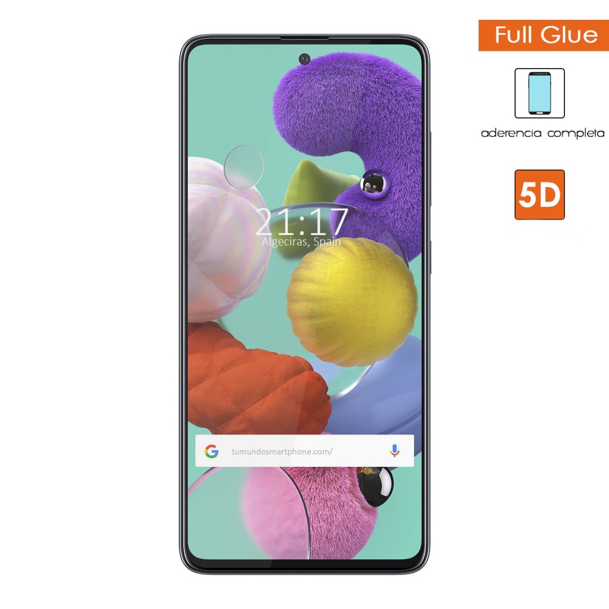 Protector Cristal Templado Completo 5D Full Glue Negro para Samsung Galaxy A51 Vidrio