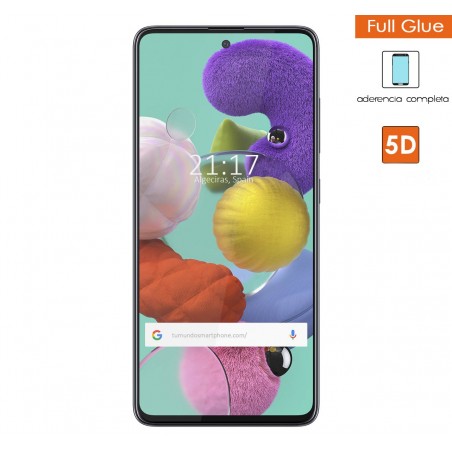 Protector Cristal Templado Completo 5D Full Glue Negro para Samsung Galaxy A51 Vidrio