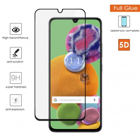 Protector Cristal Templado Completo 5D Full Glue Negro para Samsung Galaxy A90 5G Vidrio