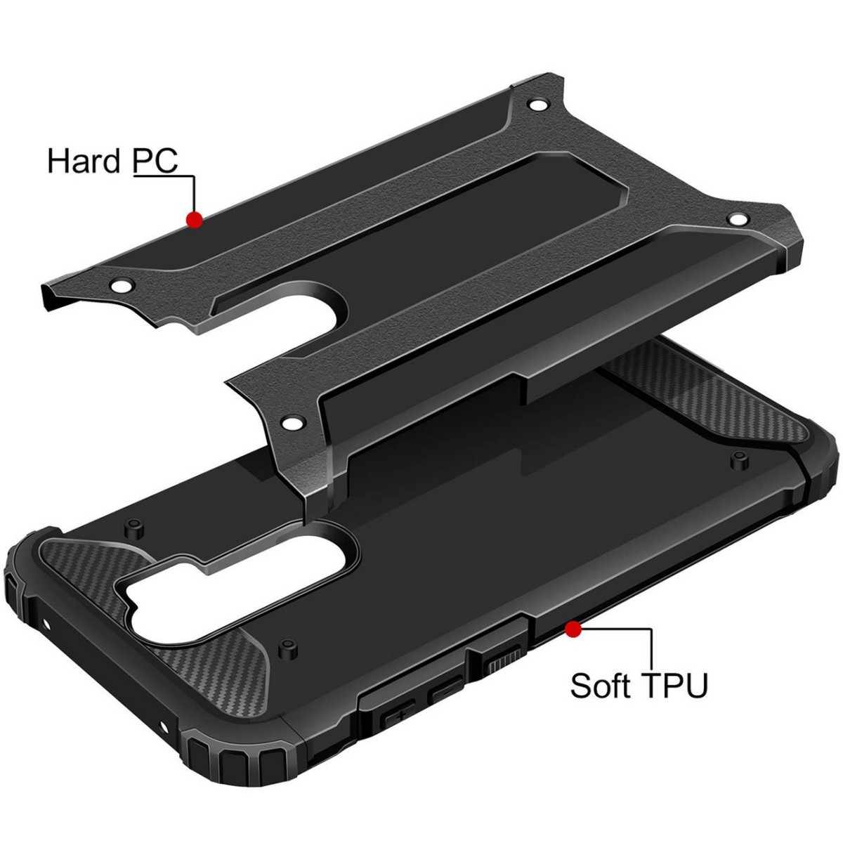 Funda Tipo Hybrid Tough Armor (Pc+Tpu) Negra para Xiaomi Redmi Note 8 Pro