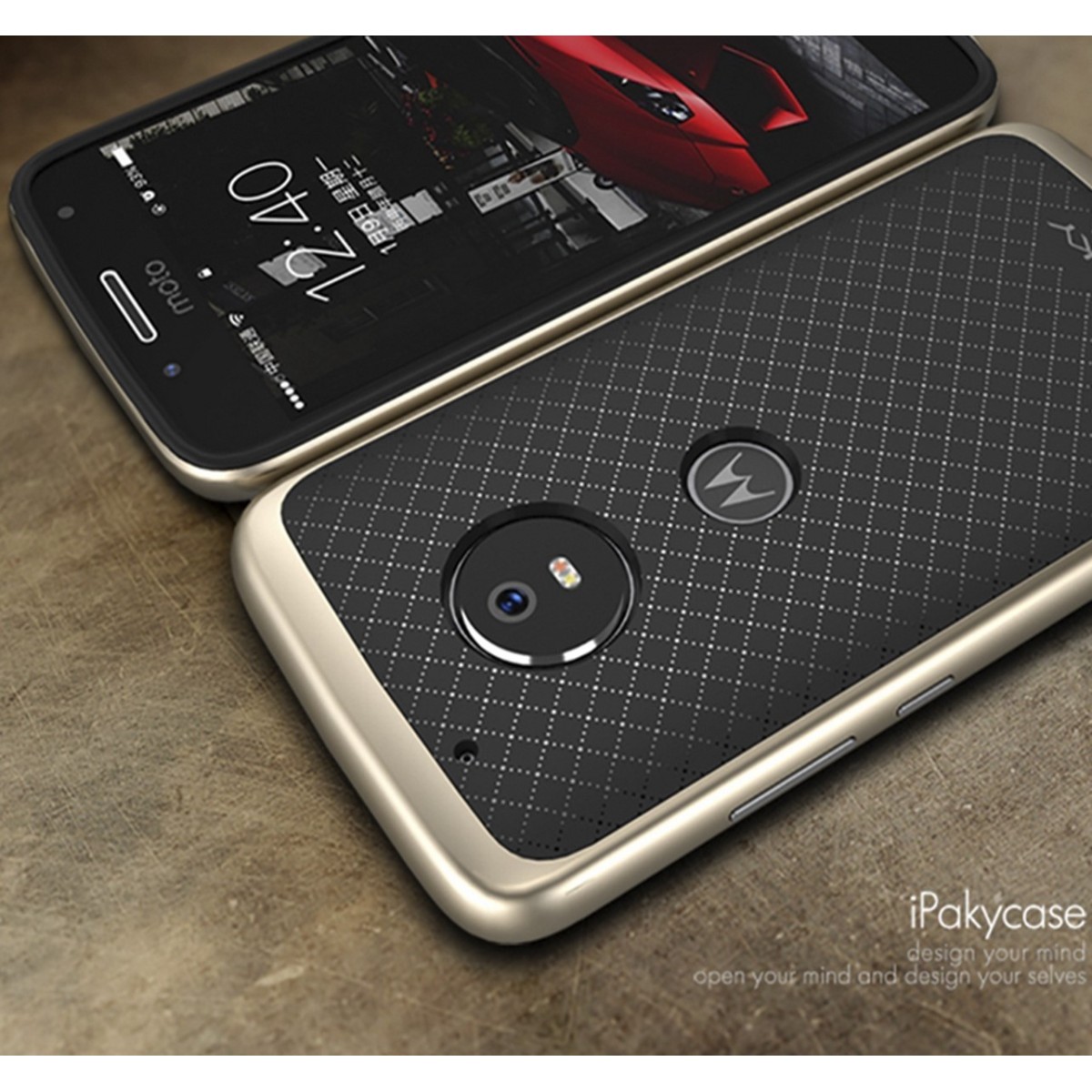 Funda Tipo Neo Hybrid (Pc+Tpu) Negra / Dorada para Lenovo Moto G5 Plus