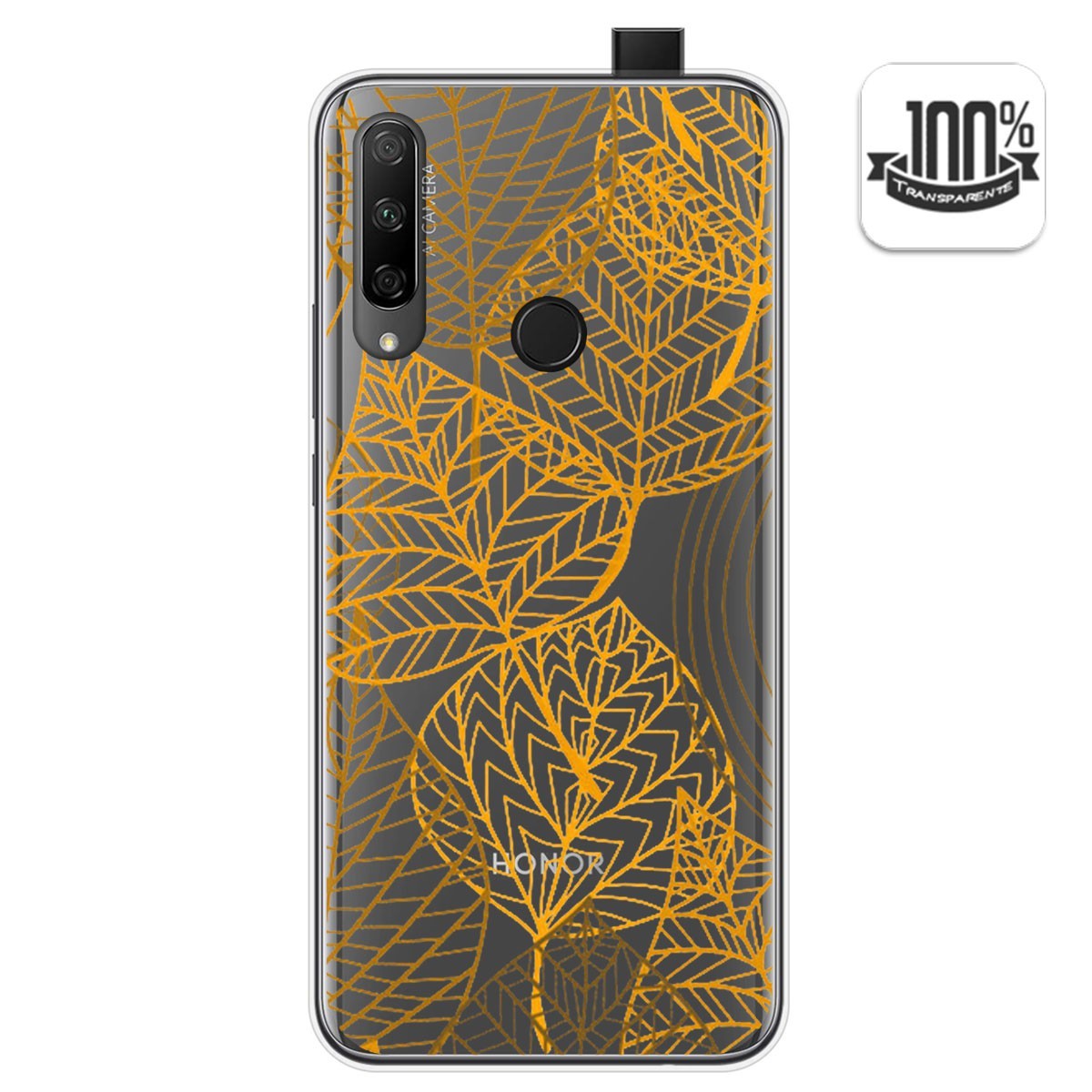 Funda Gel Transparente para Huawei Honor 9X diseño Hojas Dibujos