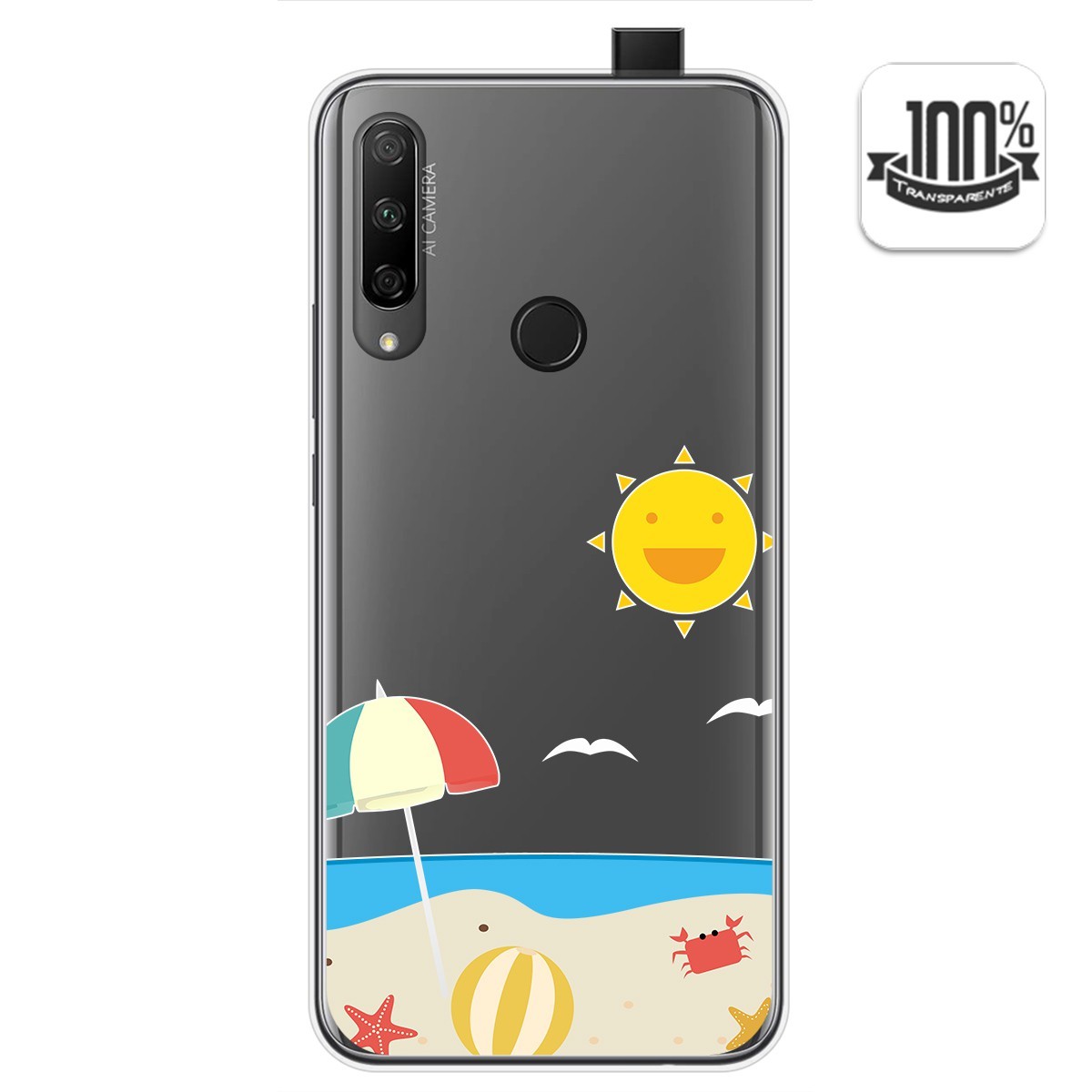 Funda Gel Transparente para Huawei Honor 9X diseño Playa Dibujos