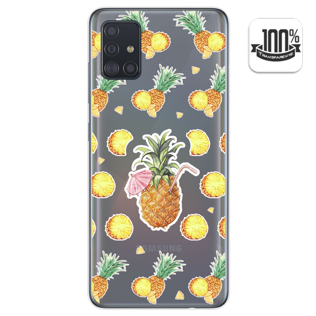 Funda Gel Transparente para Samsung Galaxy A51 diseño Piña Dibujos