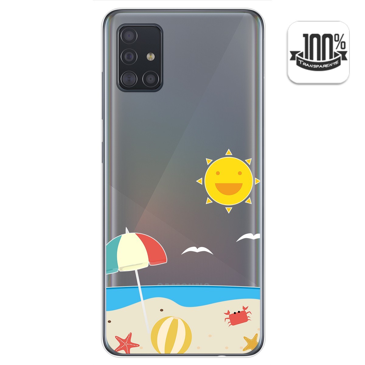 Funda Gel Transparente para Samsung Galaxy A51 diseño Playa Dibujos