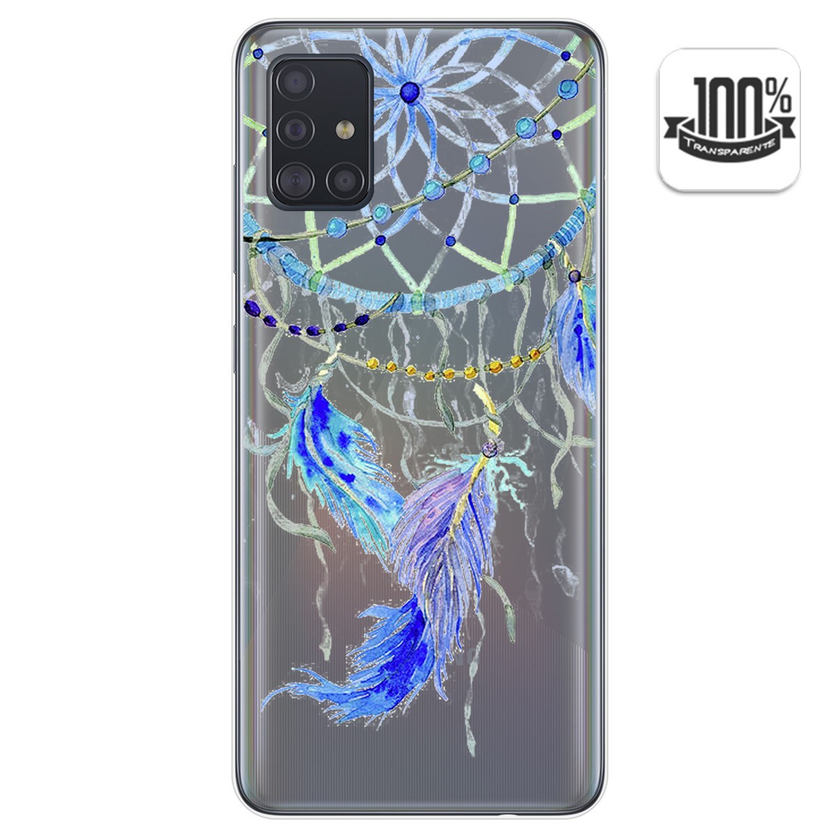 Funda Gel Transparente para Samsung Galaxy A51 diseño Plumas Dibujos