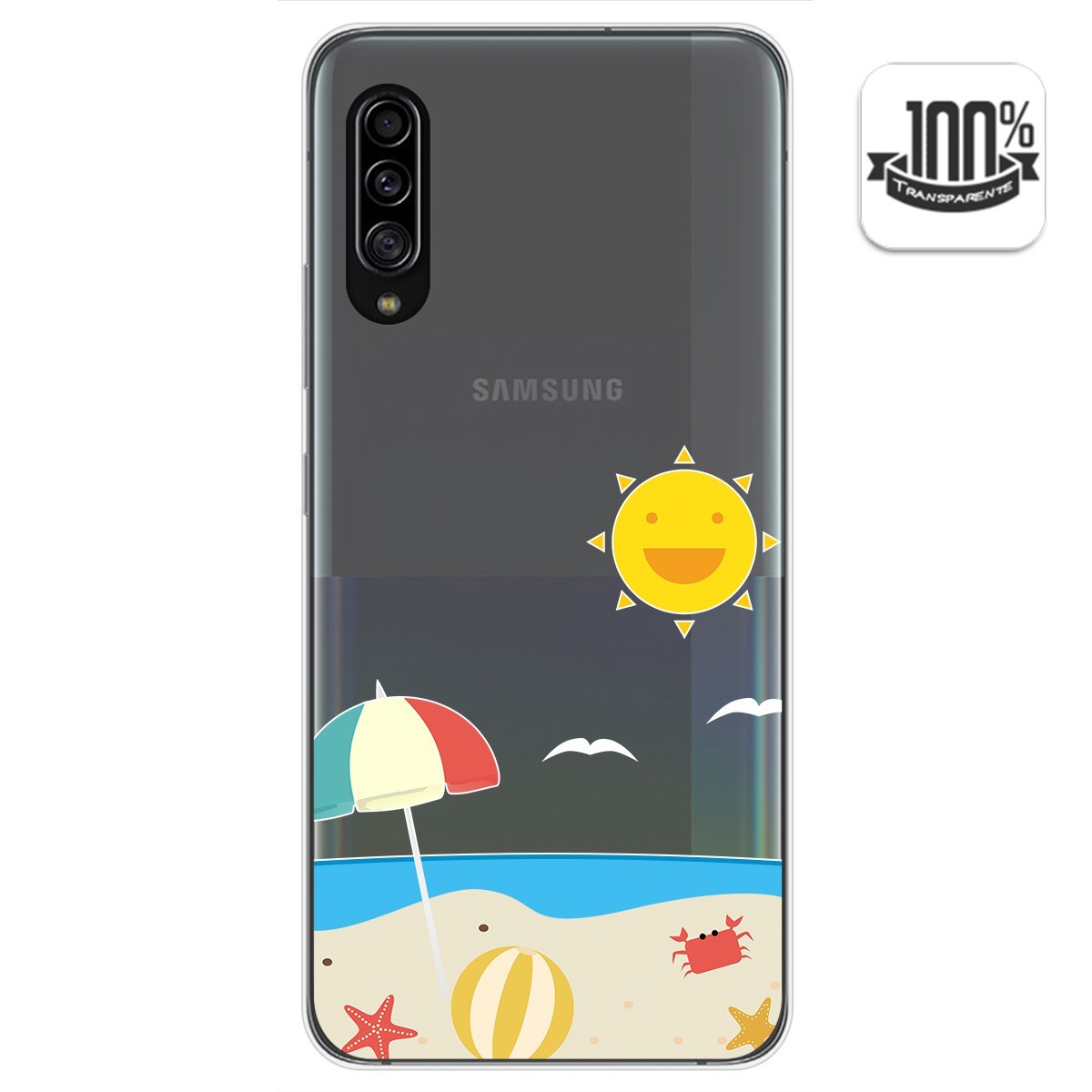 Funda Gel Transparente para Samsung Galaxy A90 5G diseño Playa Dibujos