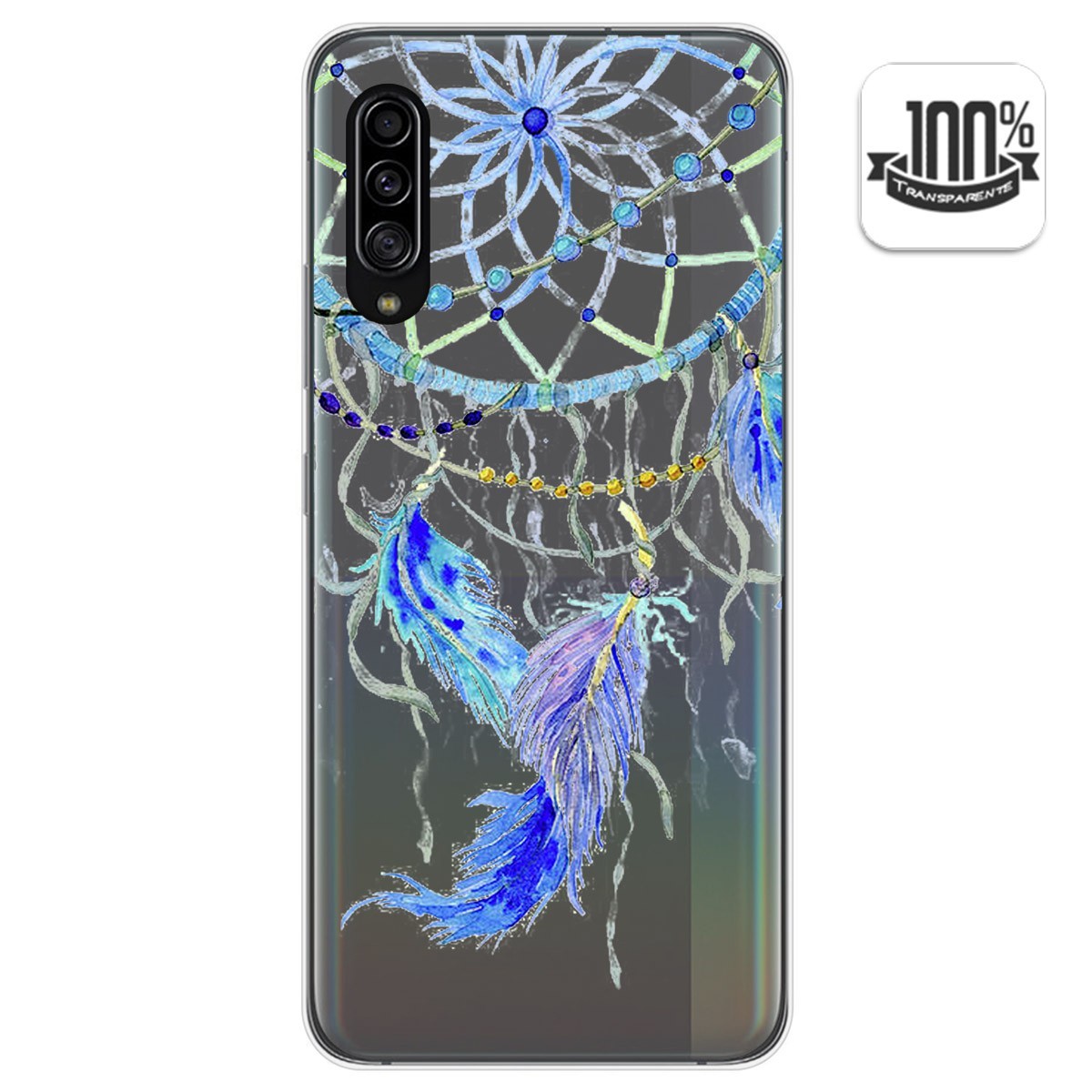 Funda Gel Transparente para Samsung Galaxy A90 5G diseño Plumas Dibujos