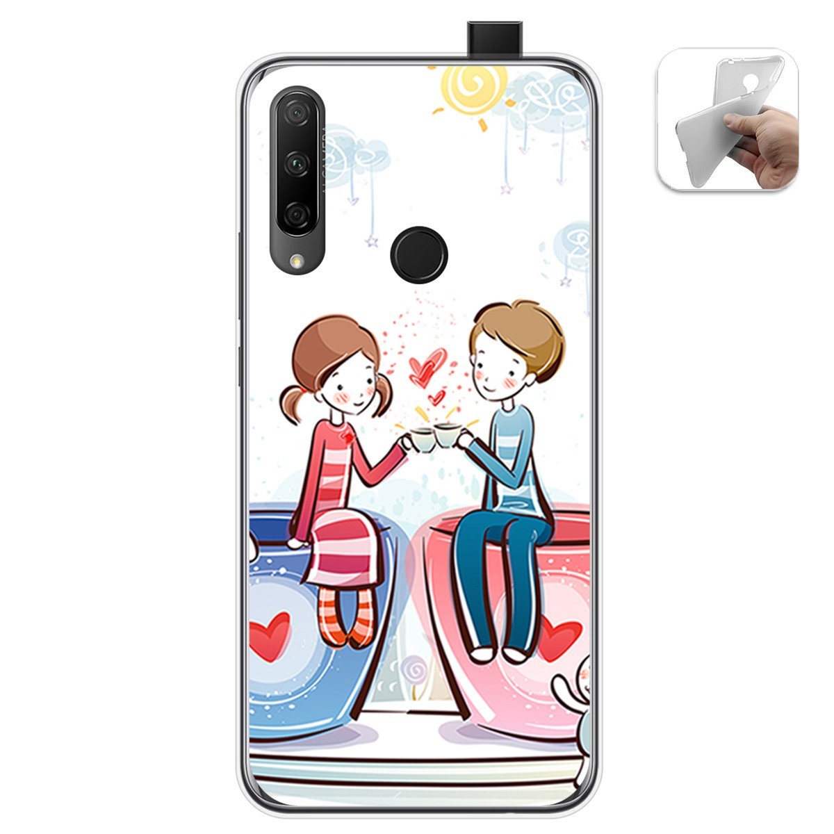 Funda Gel Tpu para Huawei Honor 9X diseño Café Dibujos