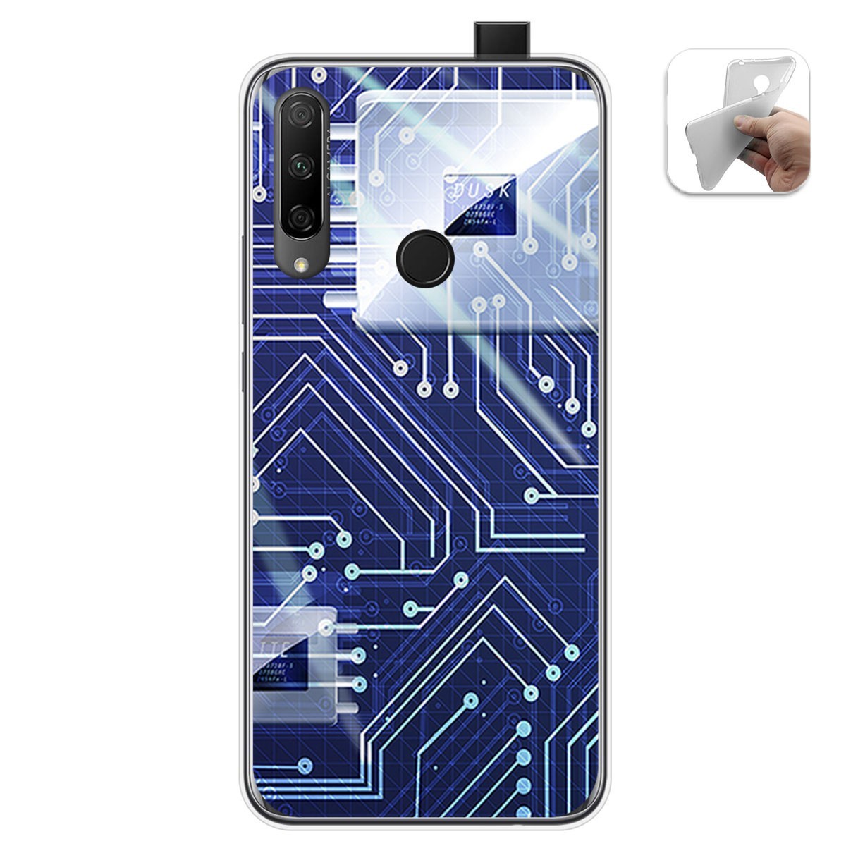Funda Gel Tpu para Huawei Honor 9X diseño Circuito Dibujos