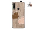 Funda Gel Tpu para Huawei Honor 9X diseño Corazones Madera Dibujos