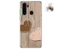Funda Gel Tpu para Blackview A80 Pro diseño Corazones Madera Dibujos