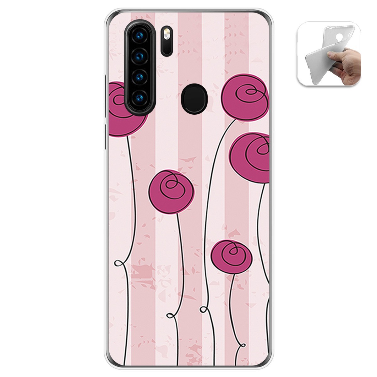 Funda Gel Tpu para Blackview A80 Pro diseño Flores Vintage Dibujos