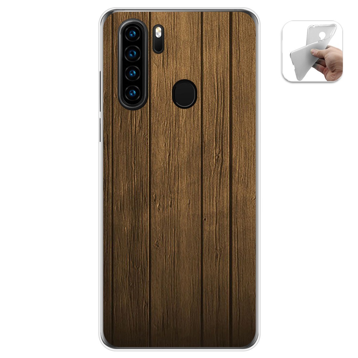 Funda Gel Tpu para Blackview A80 Pro diseño Madera Dibujos